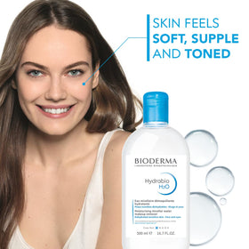 Removing eye makeup with Bioderma on cotton pad showing gentle, non-irritating benefit