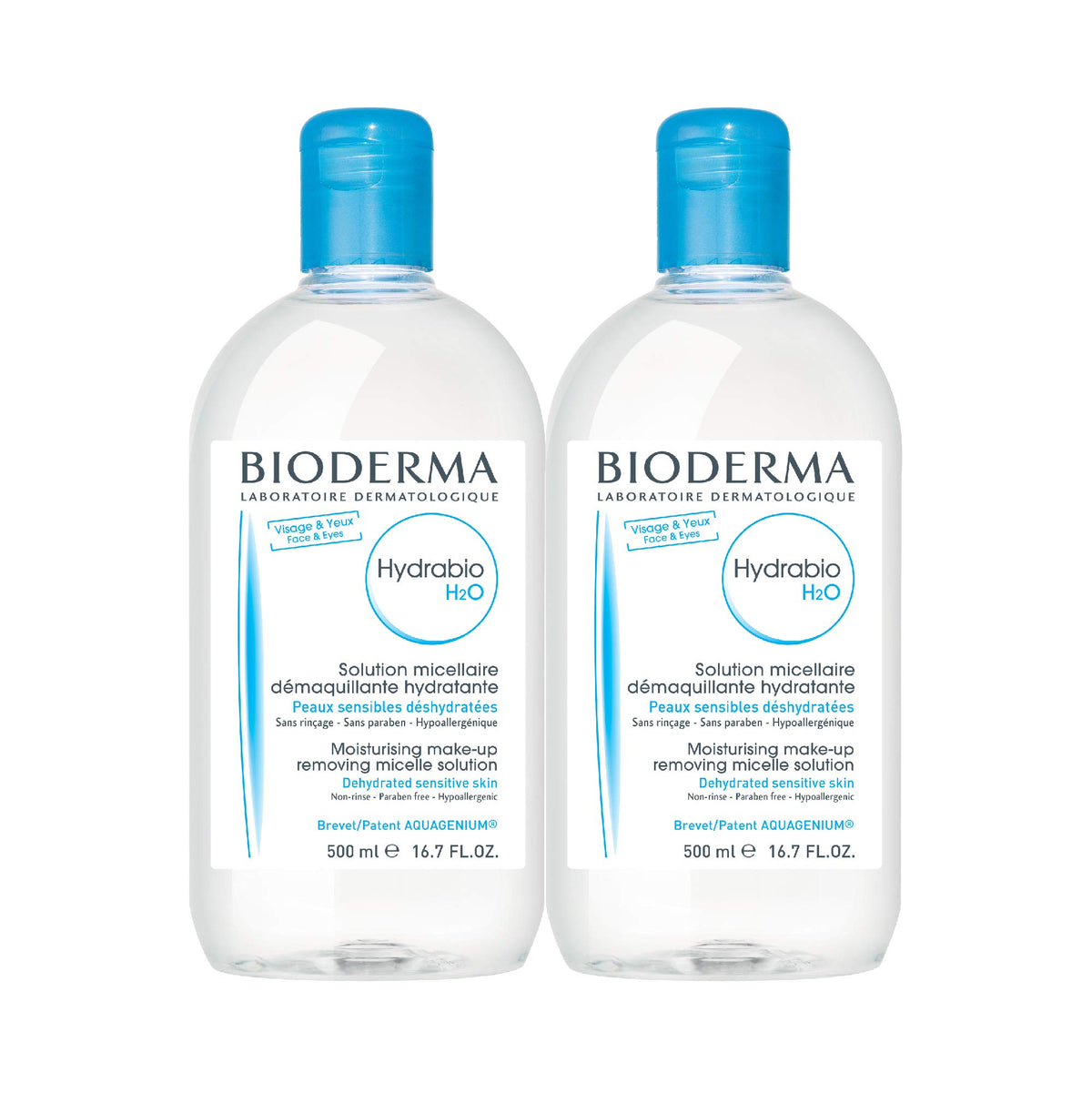 Bioderma front bottle showing size and gentle hydrating formula benefit