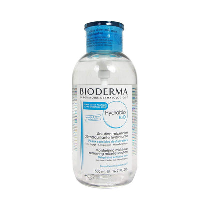 Bioderma Hydrabio H2O pump bottle front view showing convenient dispenser and hydration benefit