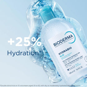 Bioderma travel-size bottle held in hand for easy portability