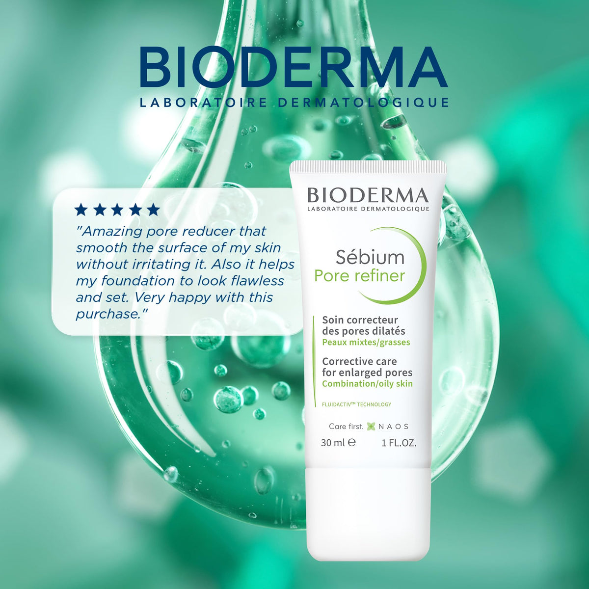 Bioderma Sébium Mat Control forehead before and after showing reduced shine