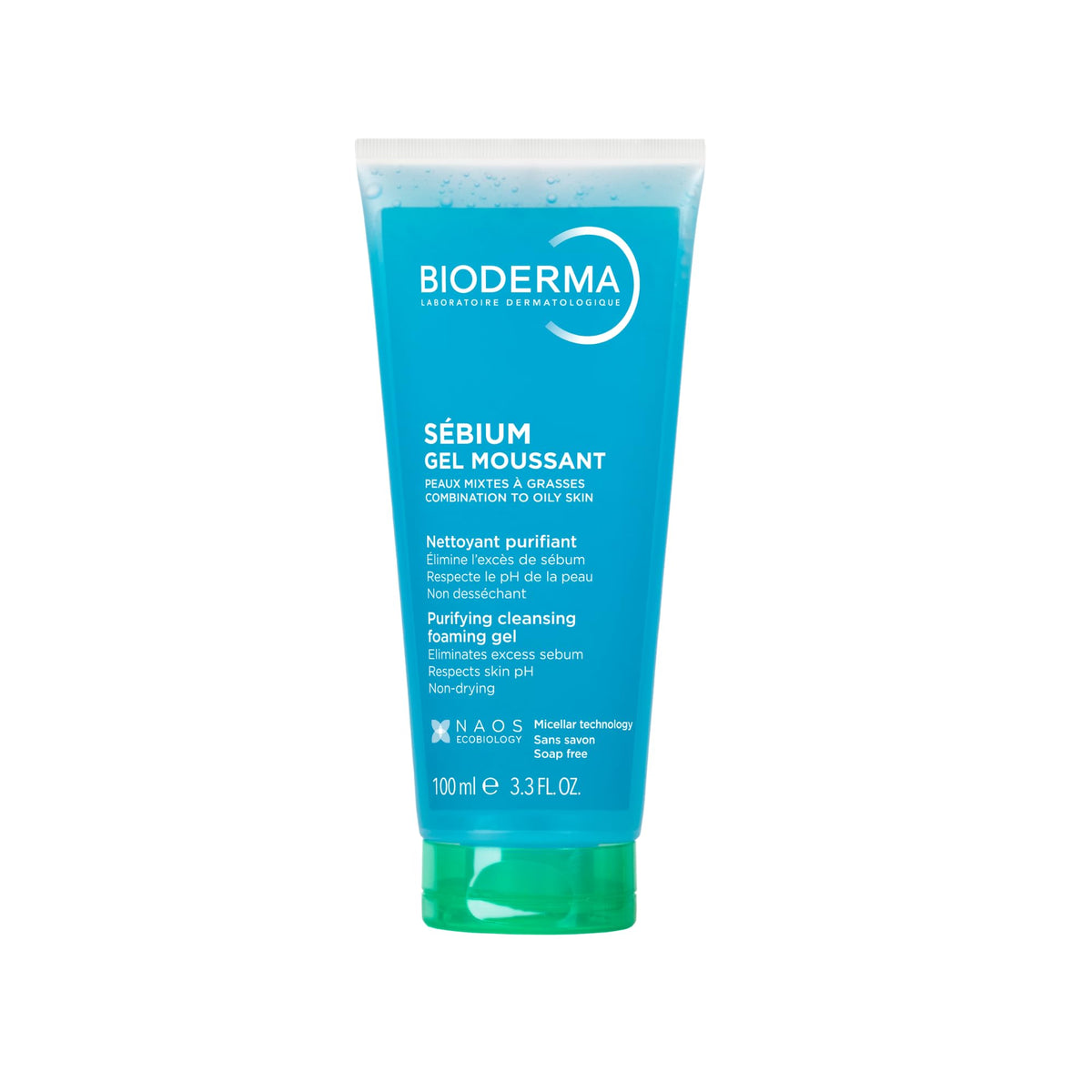 Bioderma Sébium tube front view showing product packaging and compact travel convenience
