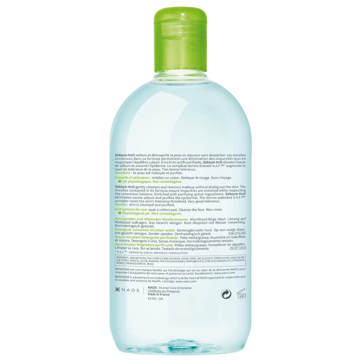 Bioderma Sébium H2O cap detail highlighting precise dispensing and controlled use