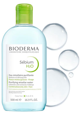 Bioderma Sébium H2O clear liquid texture demonstrating lightweight, non-greasy finish