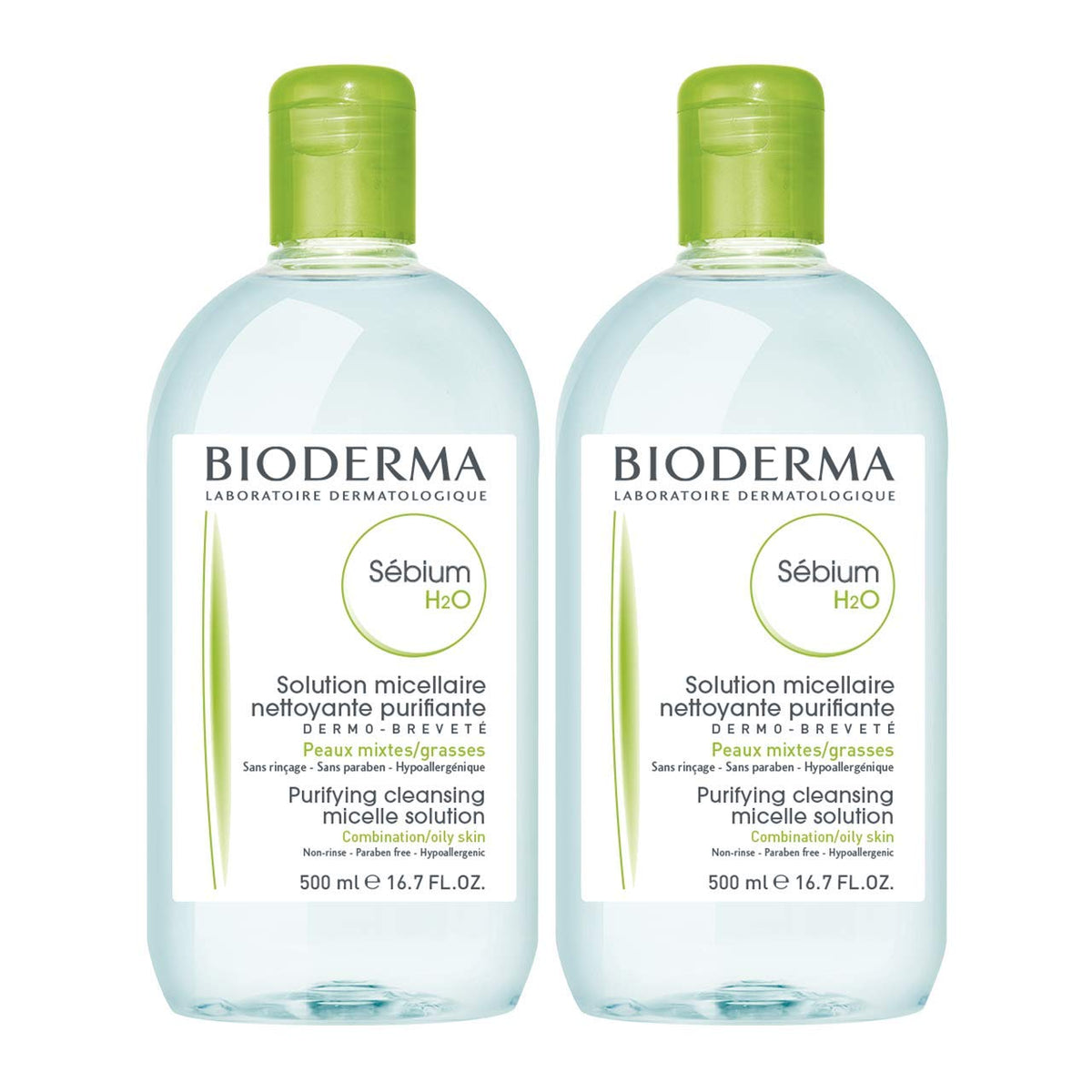 Bioderma Sébium H2O front packaging showing duo bottles and labels for clarity