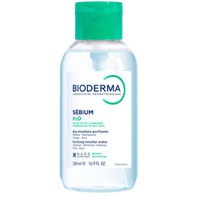 Bioderma Sébium H2O pump bottle front view showing clean design and easy dispensing benefit