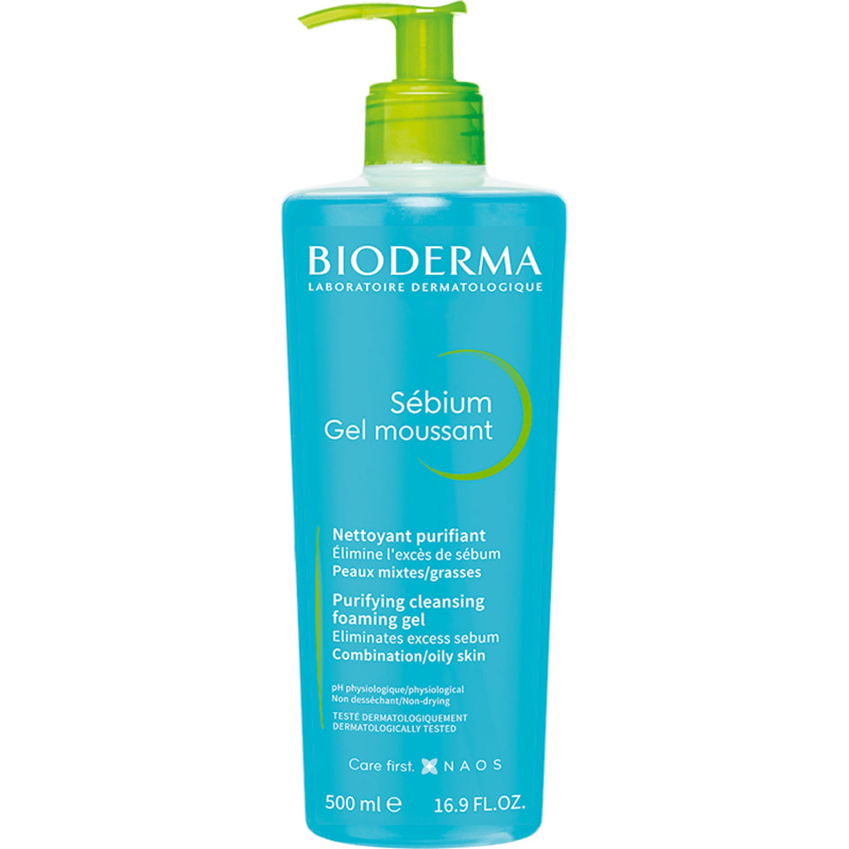 Bioderma Sébium pump front packaging showing product and volume benefit