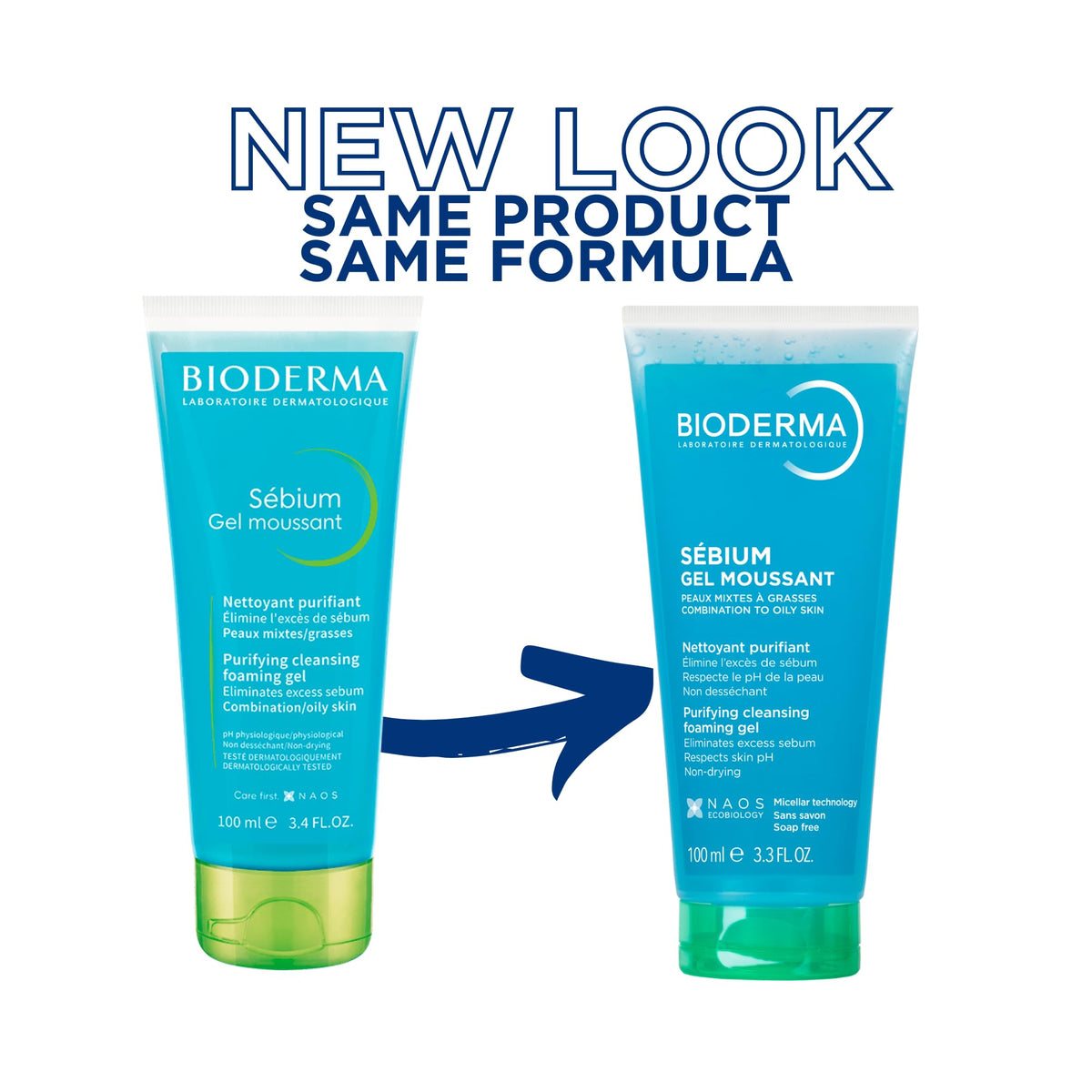 Bioderma Sébium tube dispensing gel onto fingertip demonstrating easy controlled use