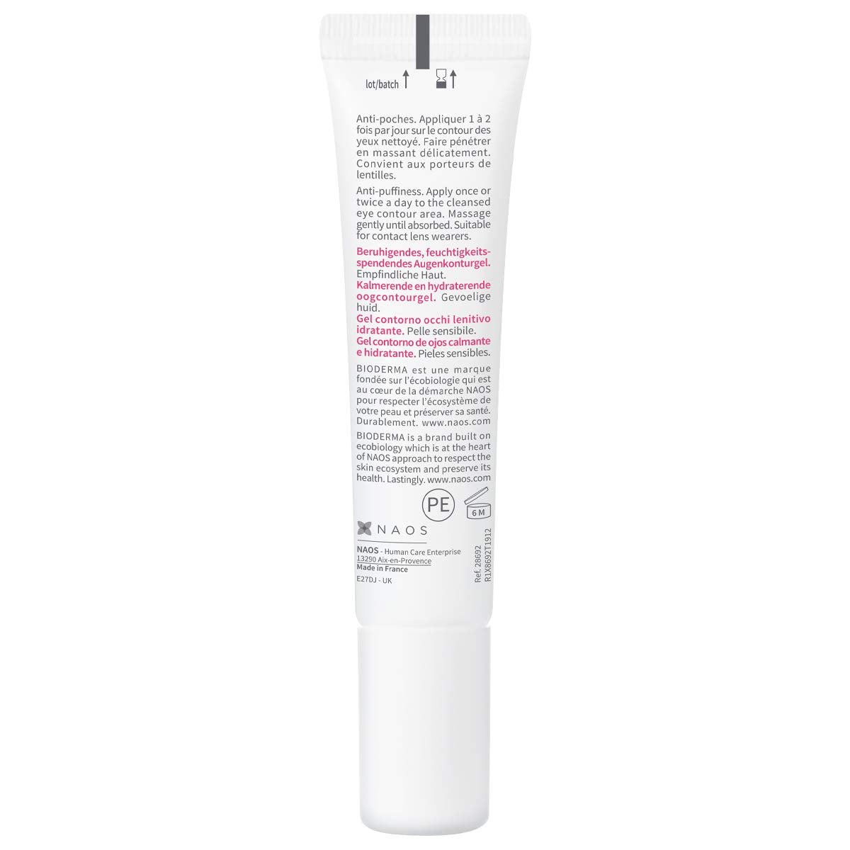 Bioderma Sensibio applied under eye demonstrating soothing, de-puffing action