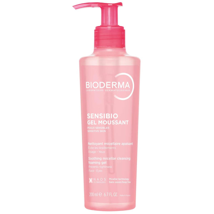 Bioderma Sensibio front bottle view showing clear label and gentle formulation benefits