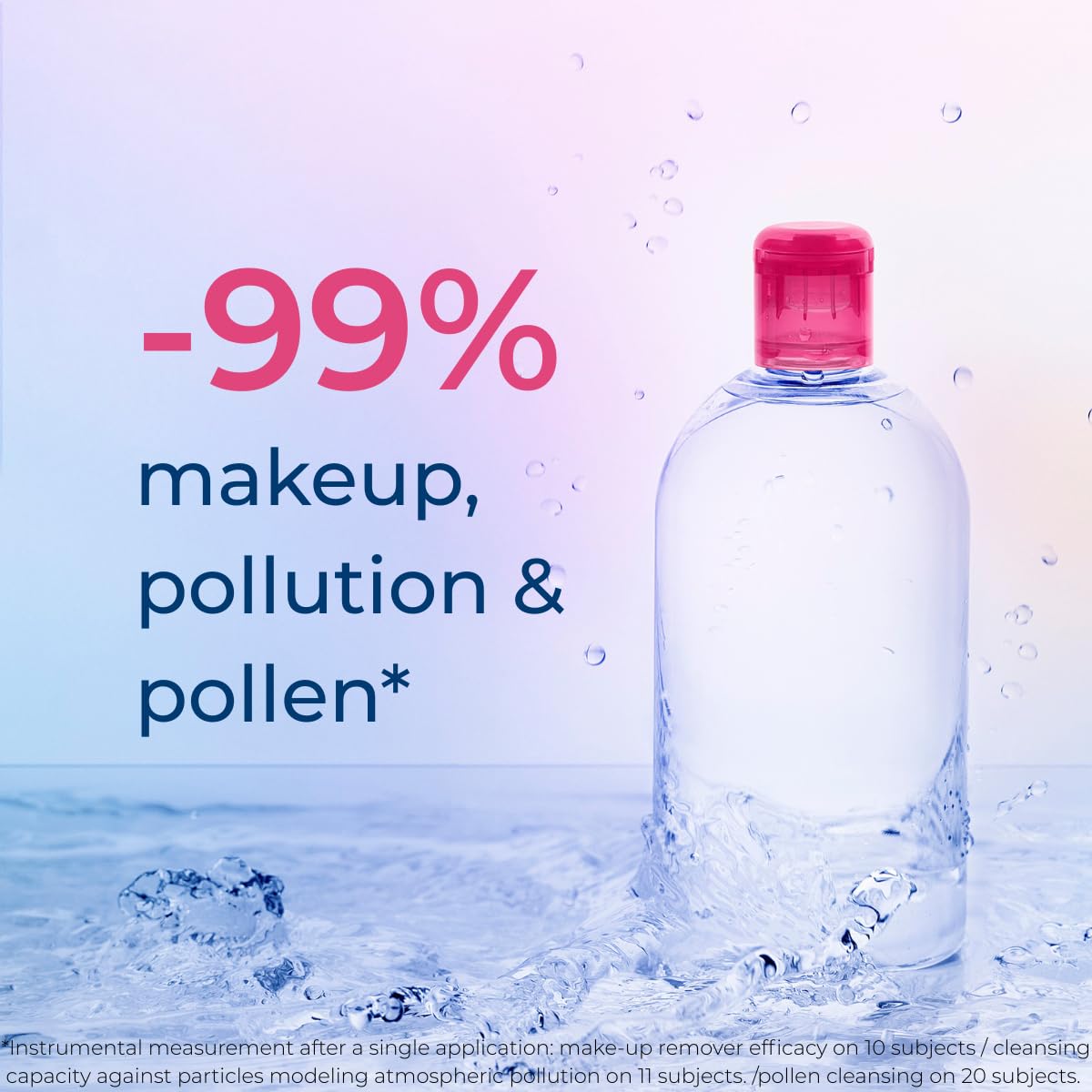 Bioderma Sensibio H2O close-up label highlighting pH-balanced formula benefit