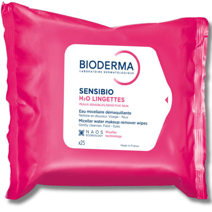 Bioderma front packaging showing 25 wipes and resealable lid for convenience