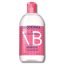 Bioderma Sensibio H2O front packaging in Victoria Beckham bottle, collectible appeal