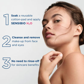 Bioderma Sensibio H2O bottle in hand showing travel-friendly size benefit