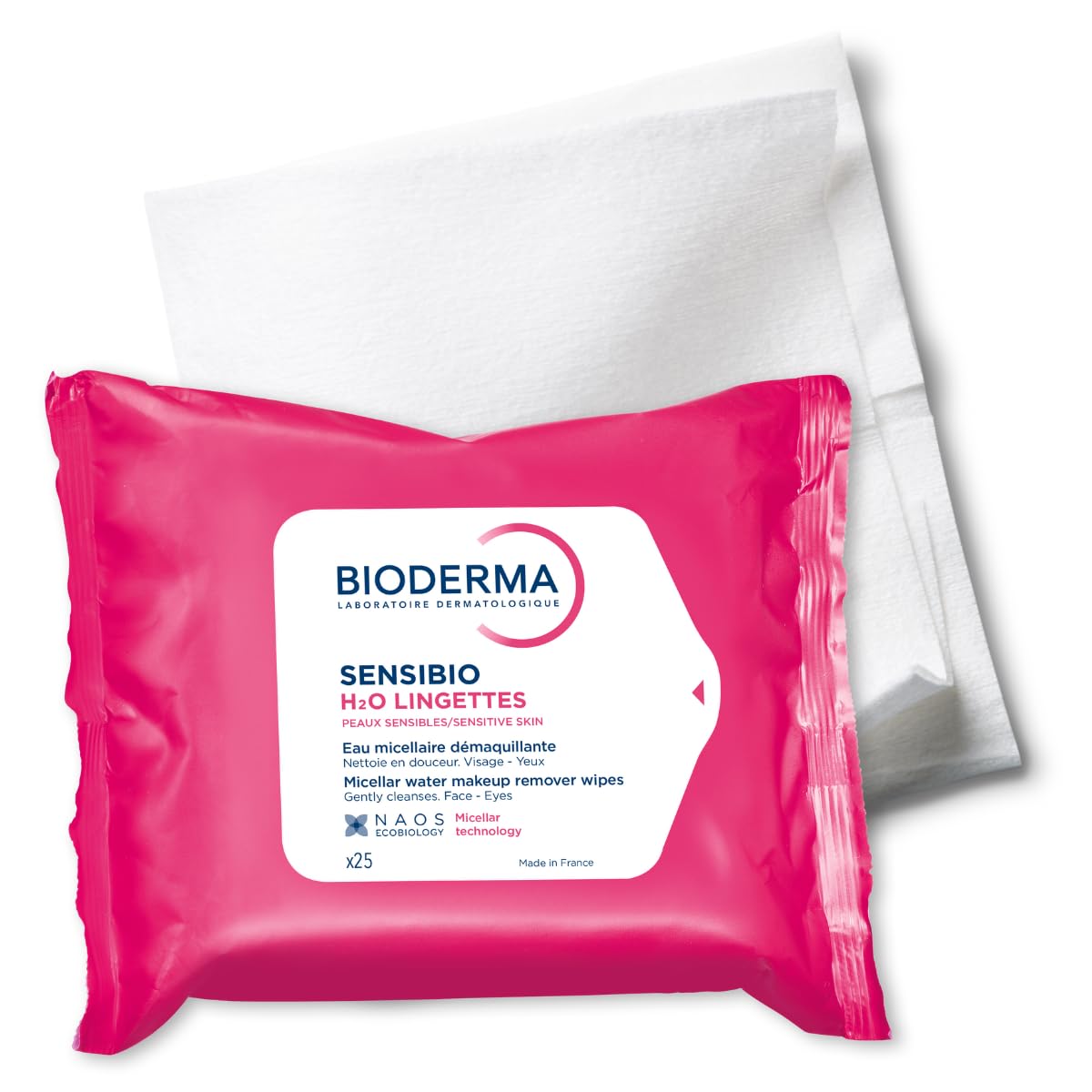 Close-up of wipe texture showing soft fabric for gentle cleansing by Bioderma