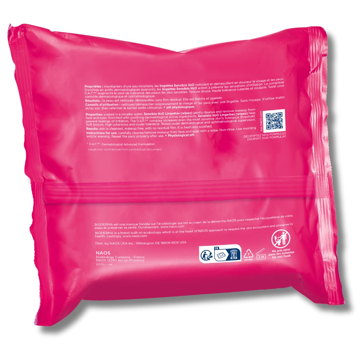 Travel bag with Bioderma wipes inside portraying portability and on-the-go soothing care