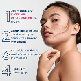 Bioderma before and after makeup removal showing clean skin