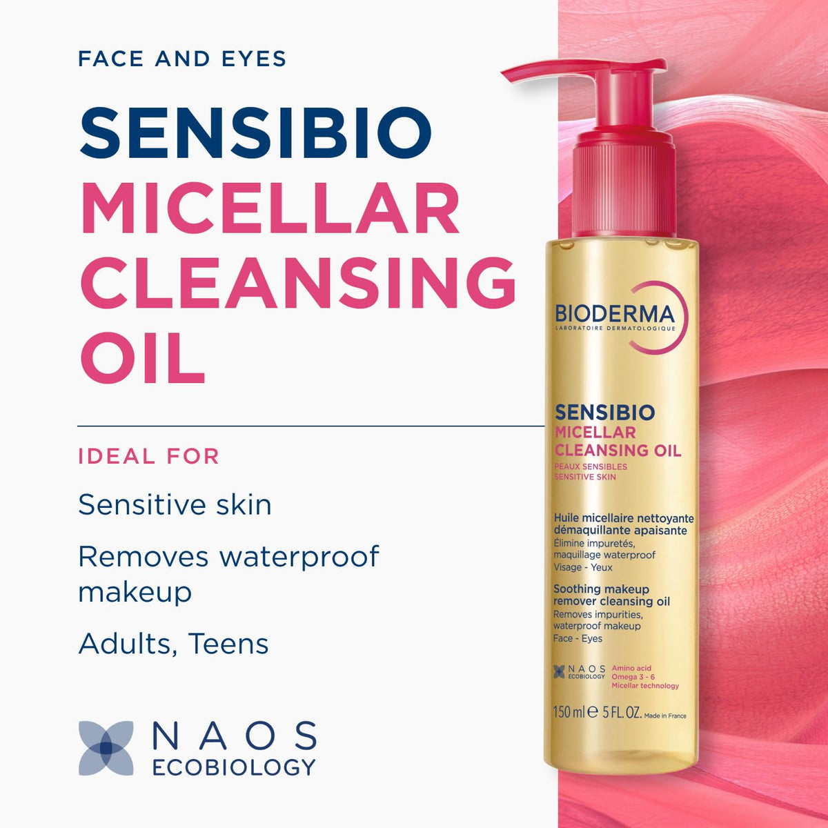 Bioderma pump dispensing cleansing oil texture for easy application