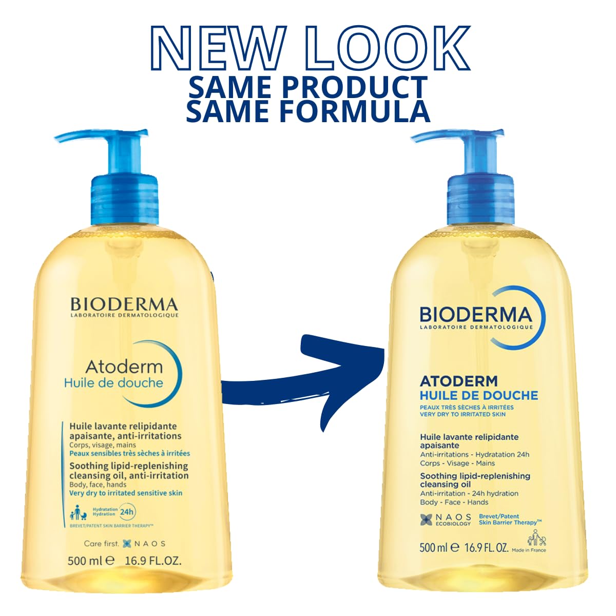 Lifestyle bathroom scene with Bioderma Toderm placed by shower, suggesting daily care ritual