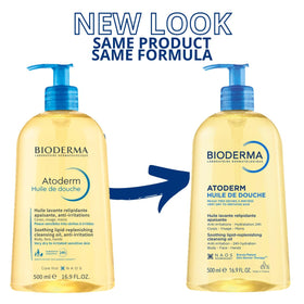 Lifestyle bathroom scene with Bioderma Toderm placed by shower, suggesting daily care ritual