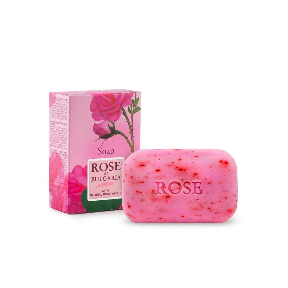 Biofresh Cosmetics soap front packaging showing natural rose fragrance benefit