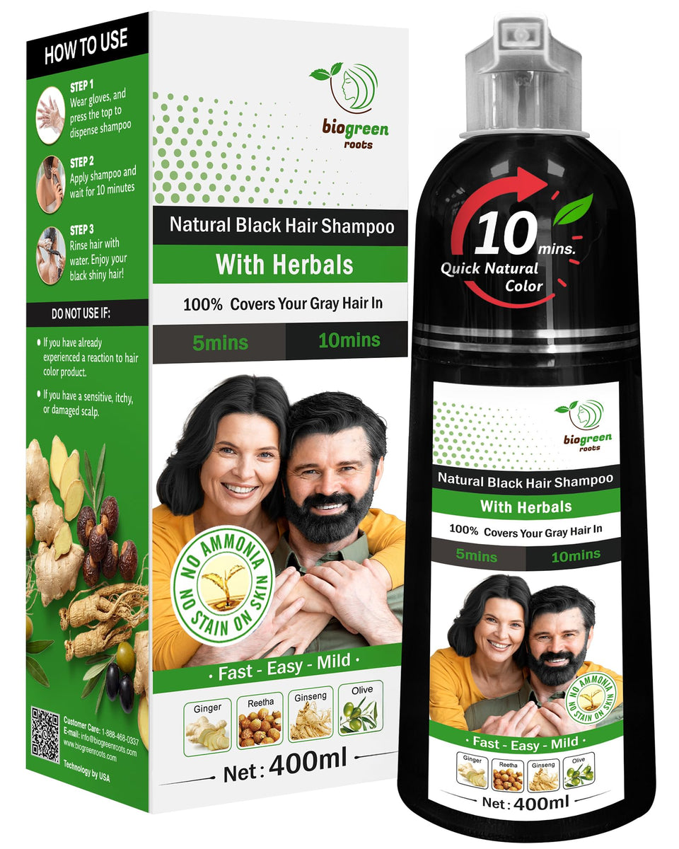 BIOGREEN ROOTS front packaging showing 400 ml bottle and brand benefits