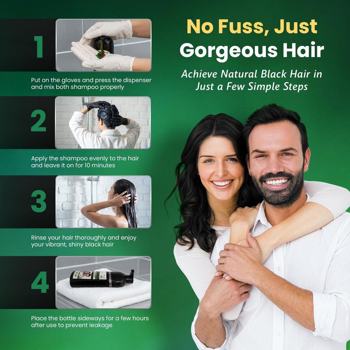 BIOGREEN ROOTS before and after wet hair comparison showing darker shine