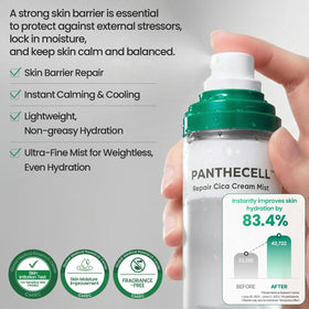 BIOHEAL BOH ingredient label with peptides and panthenol, showing repair benefits