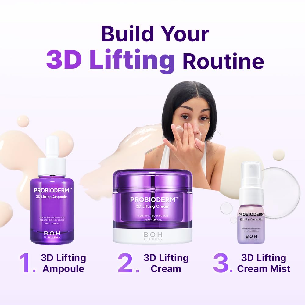 BIOHEAL BOH ingredient visual with peptides and Probioderm to show targeted firming support