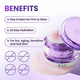 BIOHEAL BOH label close-up showing Probioderm and ingredient emphasis for transparency