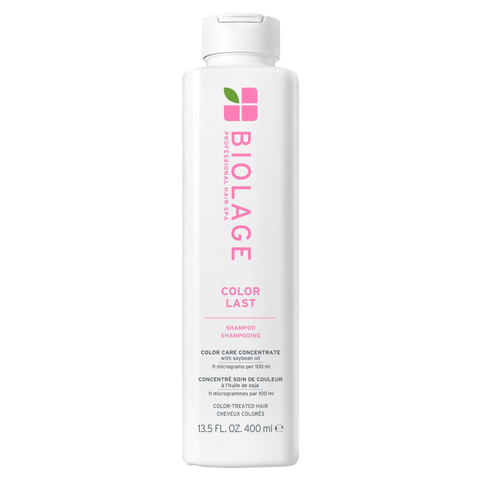 Biolage front bottle view showing clean design and color-preserving benefit