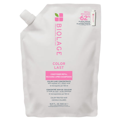 Biolage front packaging showing refill pouch and branding for eco benefit