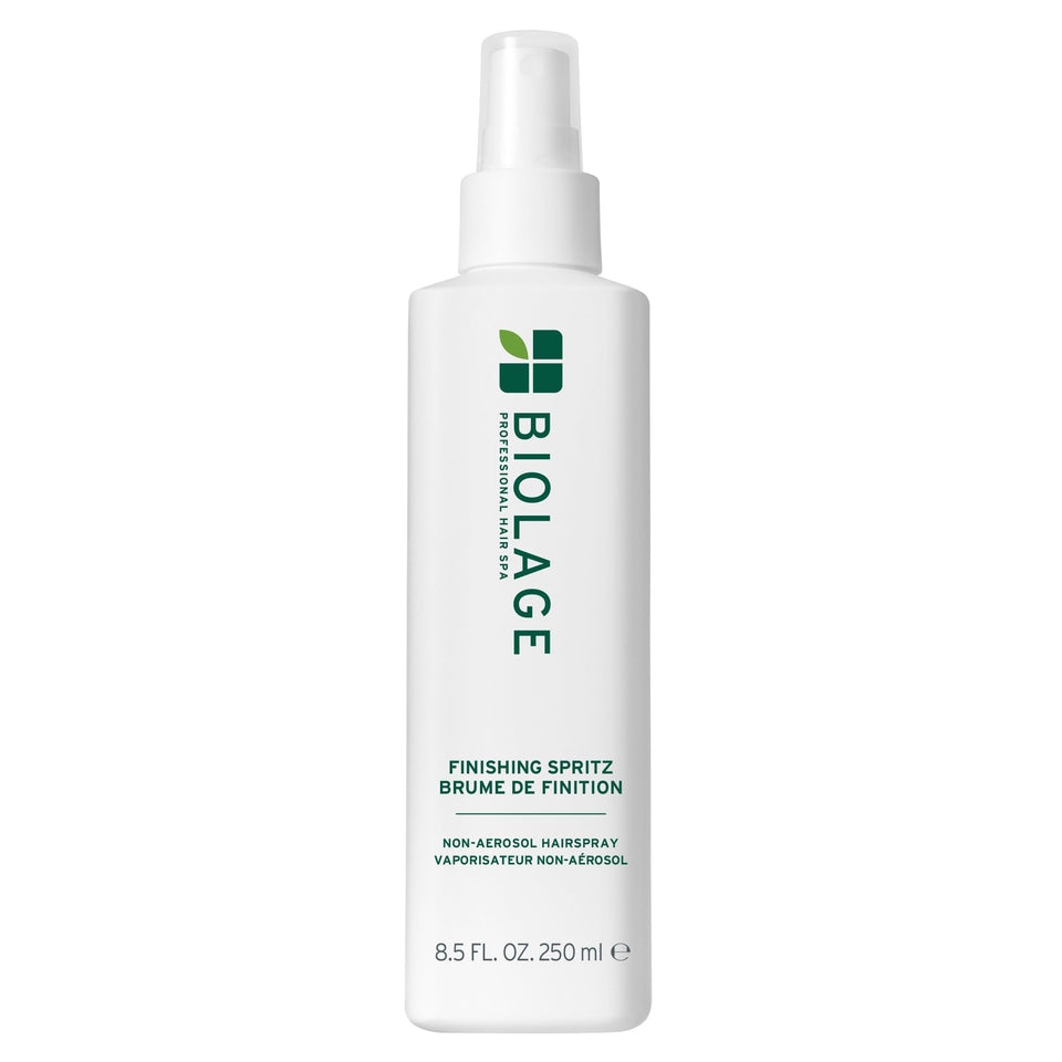 Biolage Finishing Spritz front packaging shows product and benefits