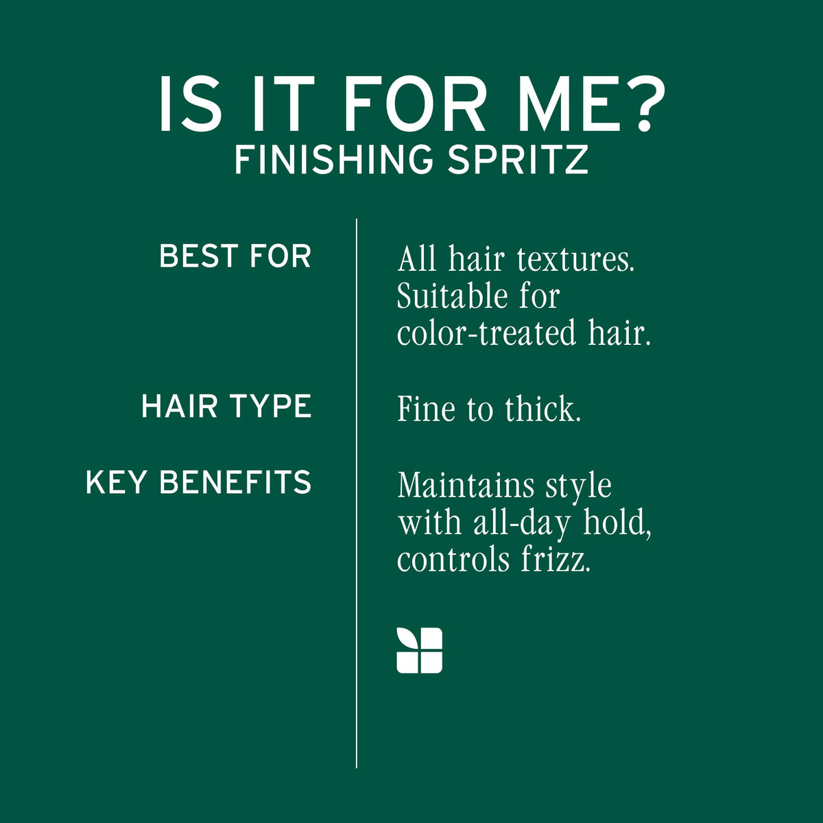 Biolage finishing spritz mist in action demonstrating fast dry and non-sticky benefit