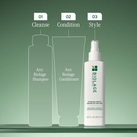 Biolage finishing spritz texture closeup reveals fine mist finish for natural movement