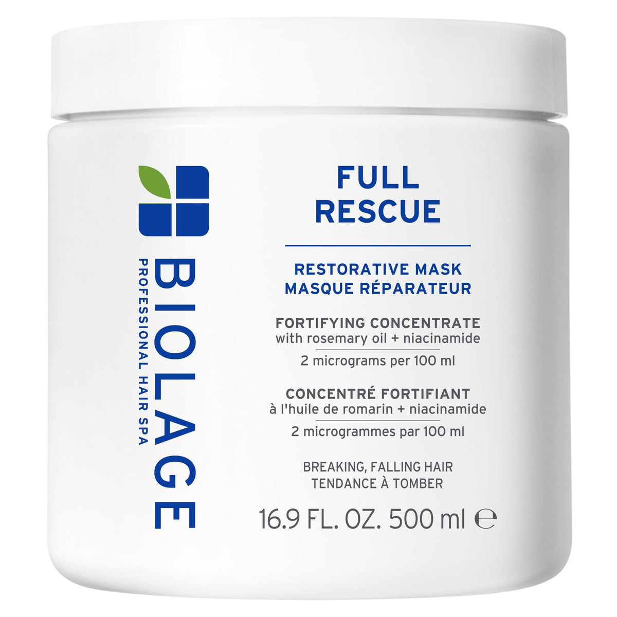 Biolage full rescue front packaging showing product and benefit of fuller-looking hair