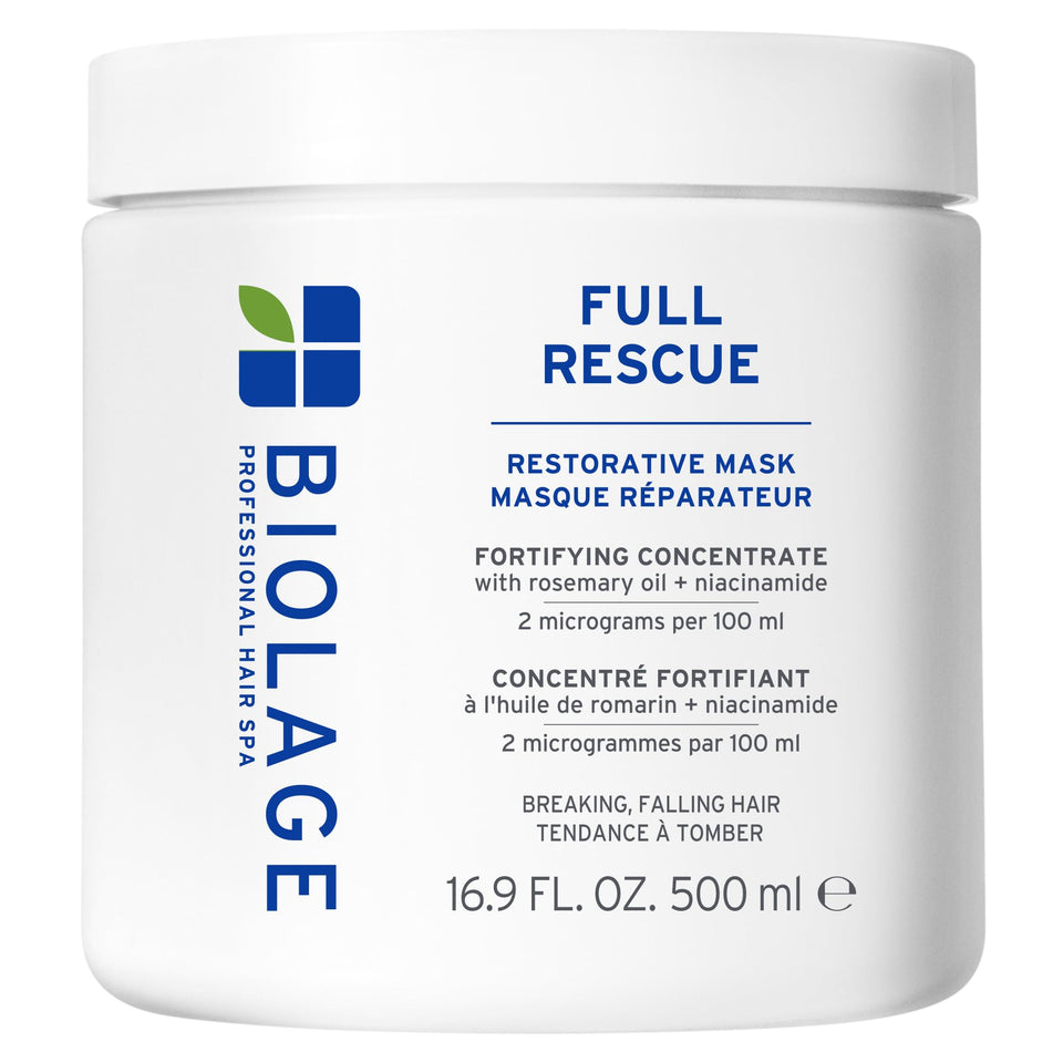 Biolage full rescue front packaging showing product and benefit of fuller-looking hair