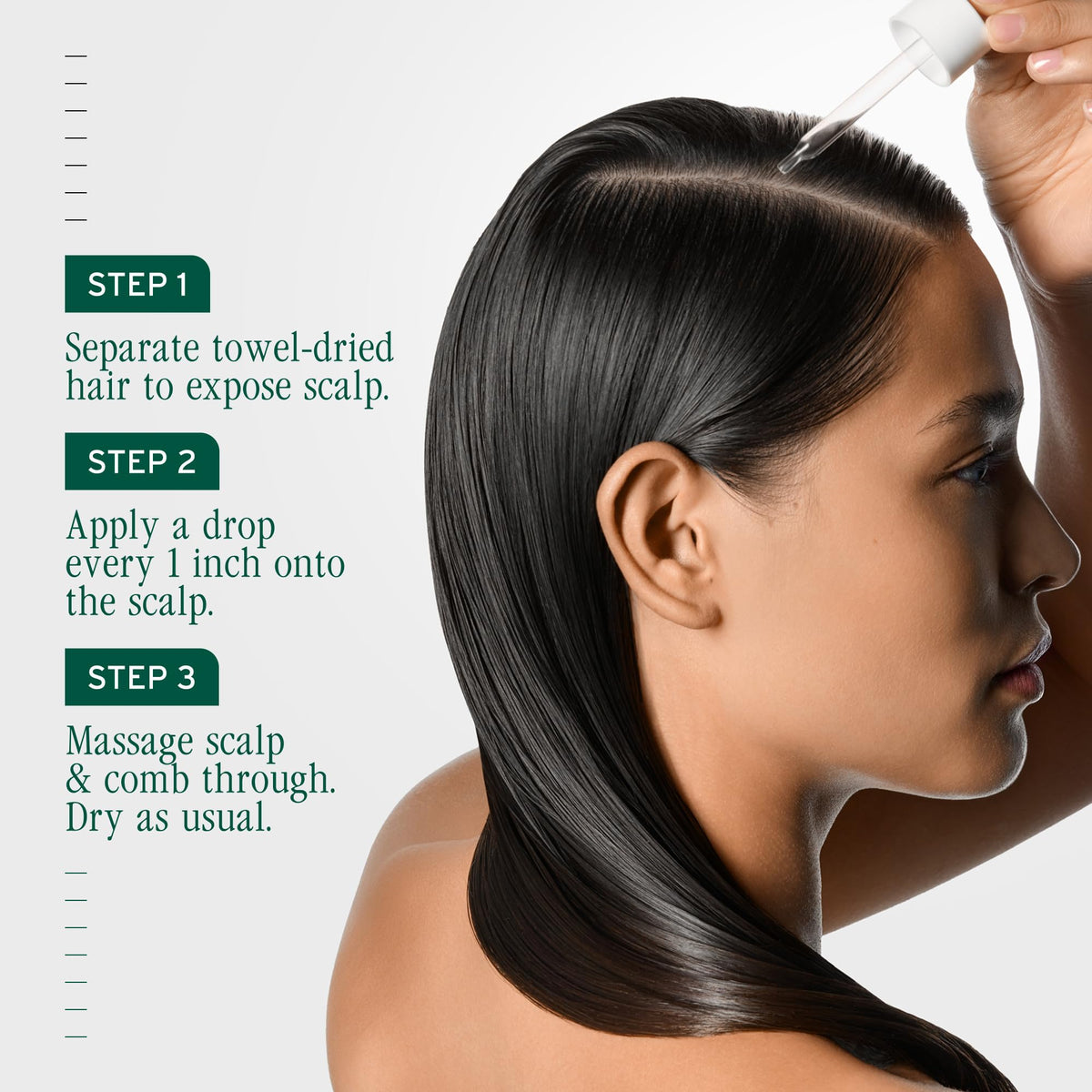 Biolage serum being massaged into scalp to improve product distribution