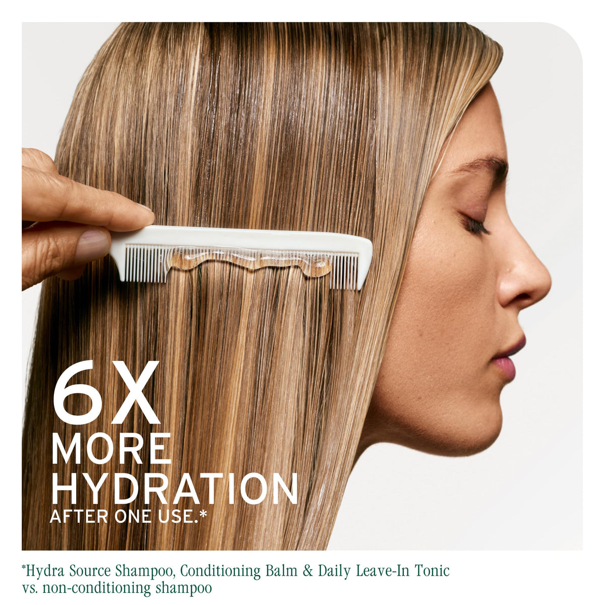 Biolage being applied to wet hair in shower for easier comb-through benefit