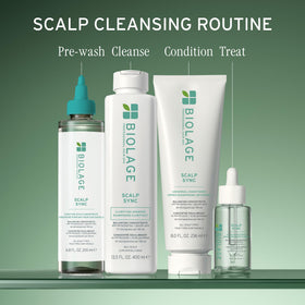 Biolage before and after scalp view, reduces buildup visibly