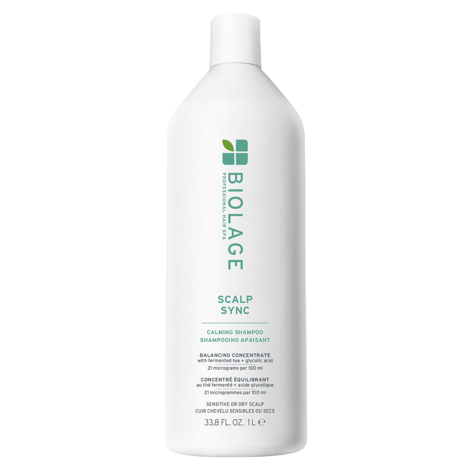 Biolage bottle front packaging showing calming shampoo benefit