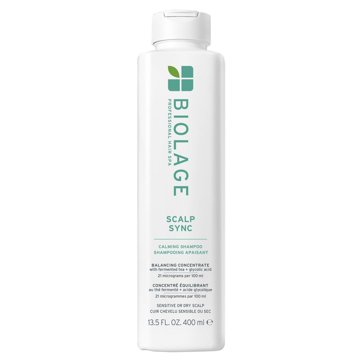 Biolage front bottle showing product and branding calming benefits
