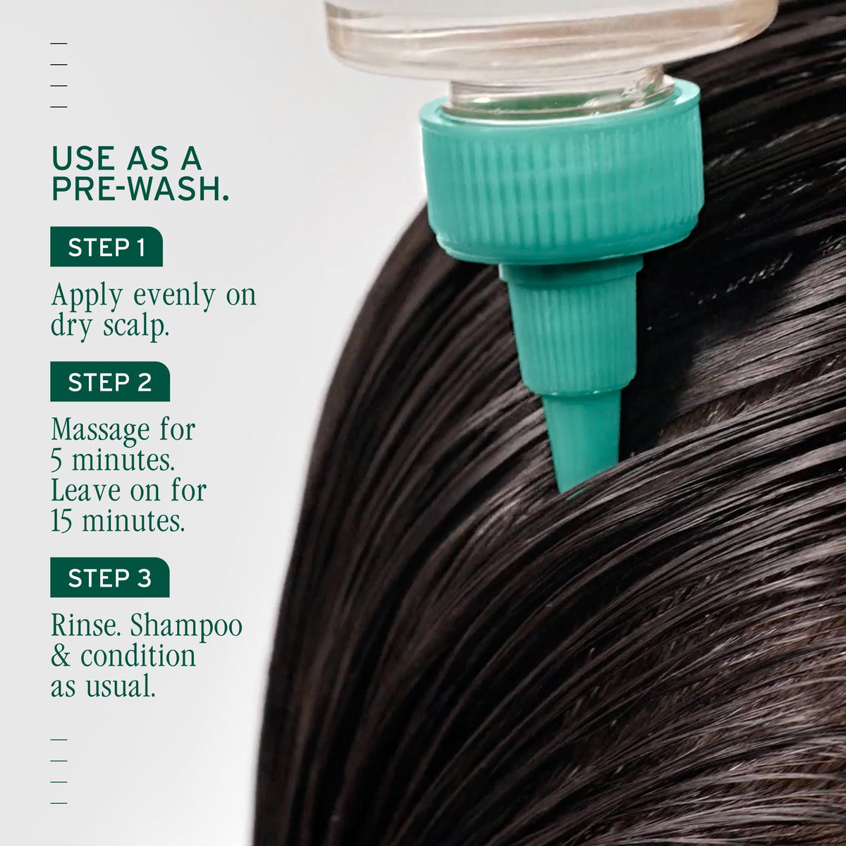 Biolage in-use on a sectioned scalp showing effective distribution and massage