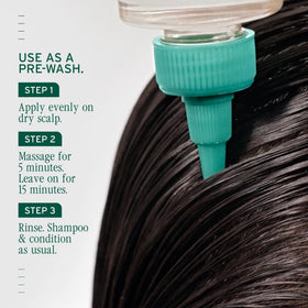 Biolage in-use on a sectioned scalp showing effective distribution and massage