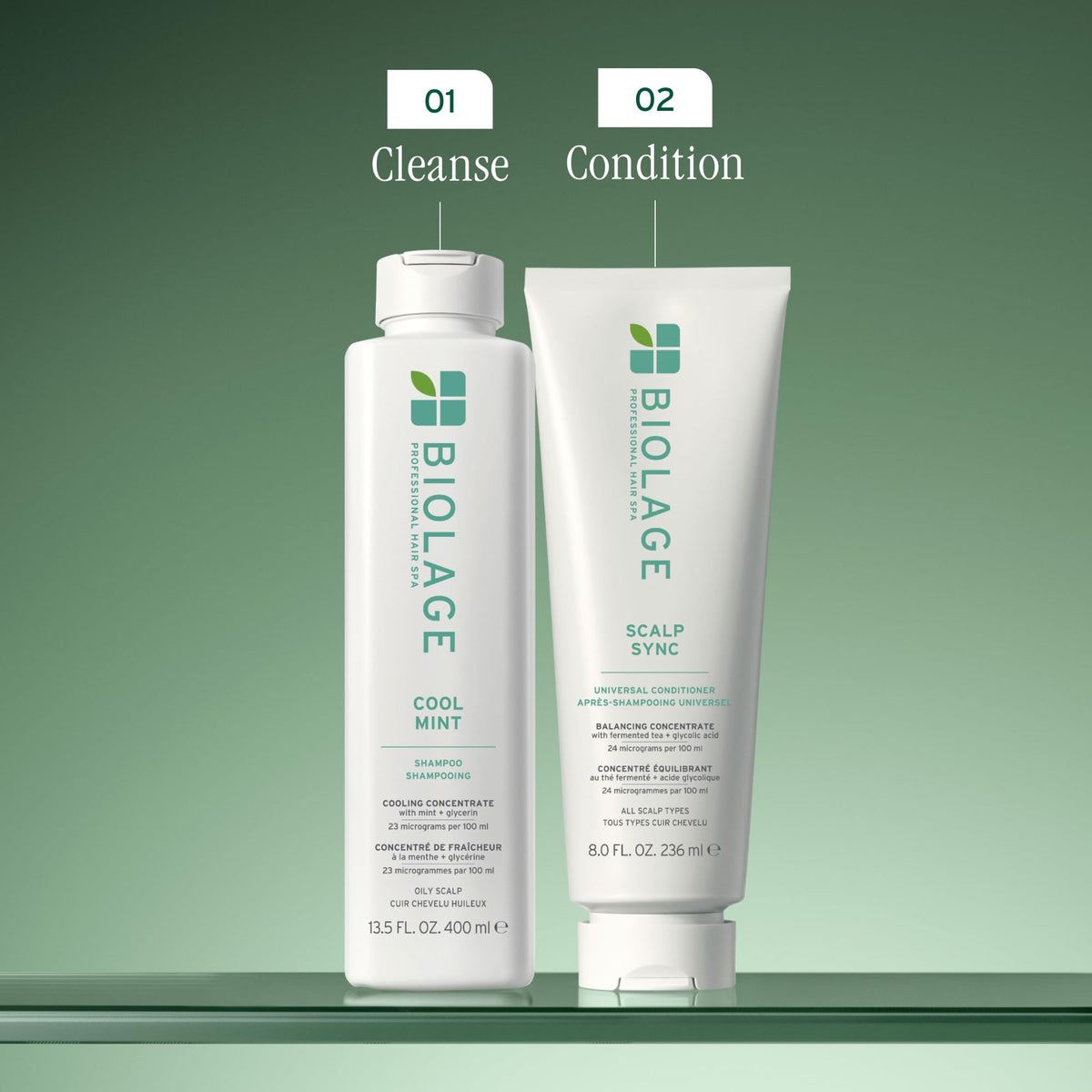 Biolage mint leaf ingredient shot showing cooling, natural refresh benefit
