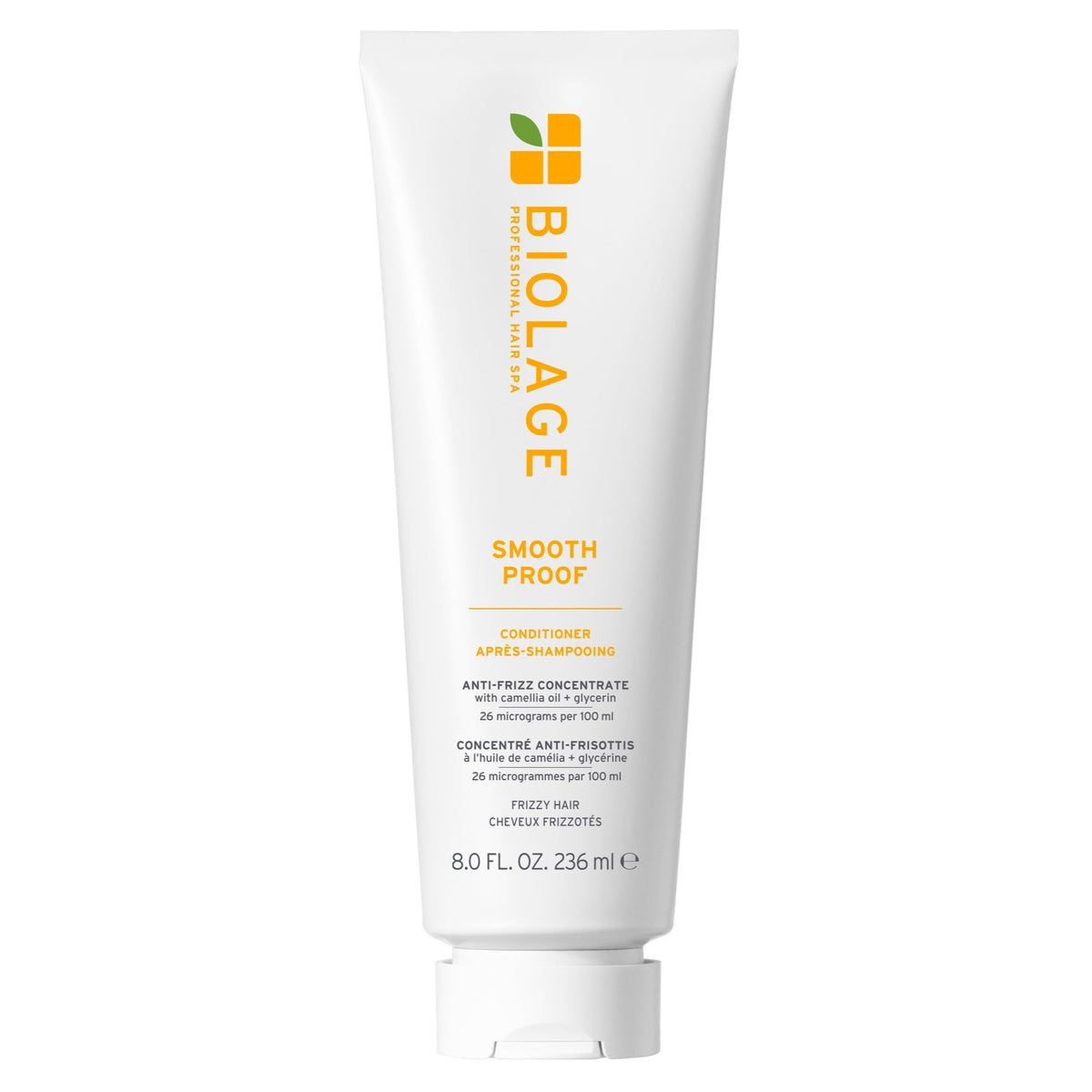 Biolage front packaging showing conditioner for silky, frizz-controlled hair
