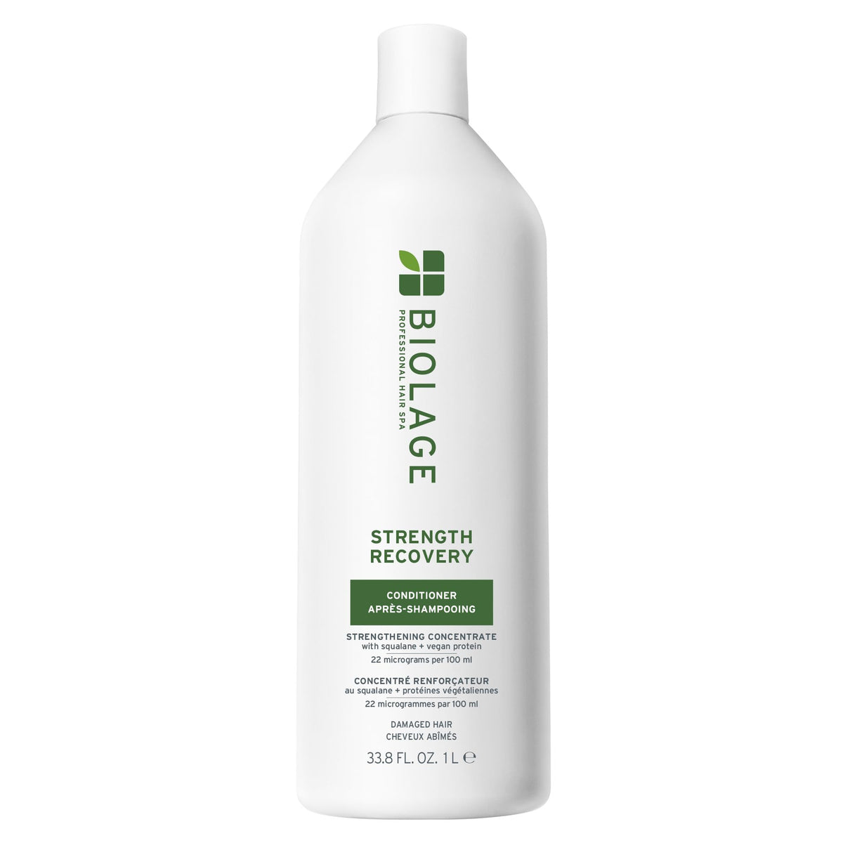 Biolage Strength Recovery Conditioner front bottle shows full packaging and clarity