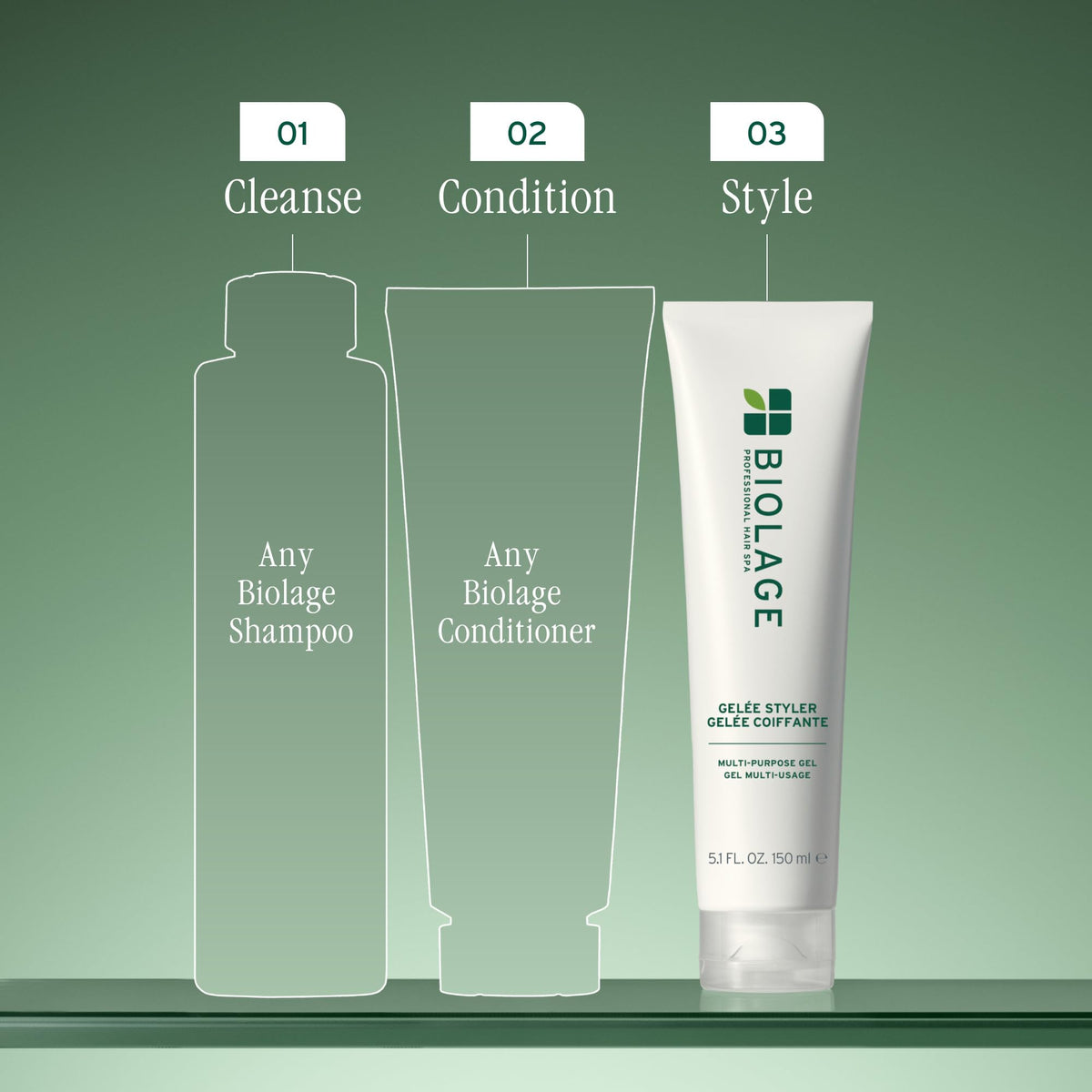 Biolage before and after on curls demonstrating definition and reduced frizz with shine