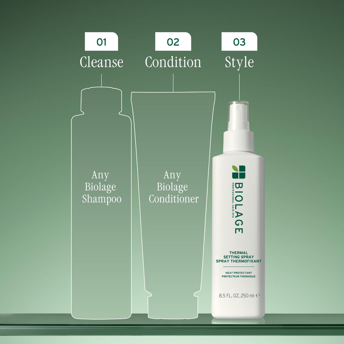 Biolage bottle beside ruler showing 8.5 fl oz scale