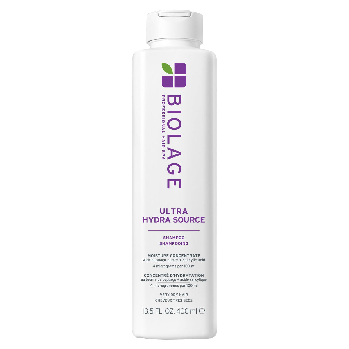 Biolage bottle front view showing product and immediate moisture benefits